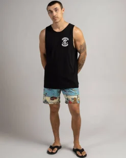 The Mad Hueys Sailor Anchor Singlet Black