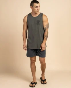 The Mad Hueys Sailor Anchor Singlet Tank Charcoal Best