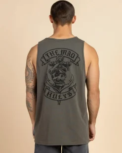 The Mad Hueys Sailor Anchor Singlet Tank Charcoal Best