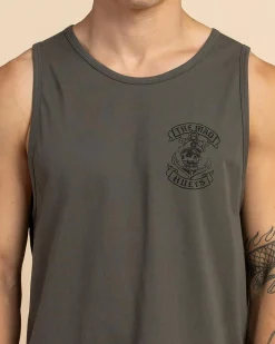 The Mad Hueys Sailor Anchor Singlet Tank Charcoal Best