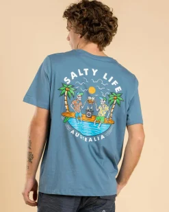 Salty Life Salted Souls T-Shirt Blue Hot