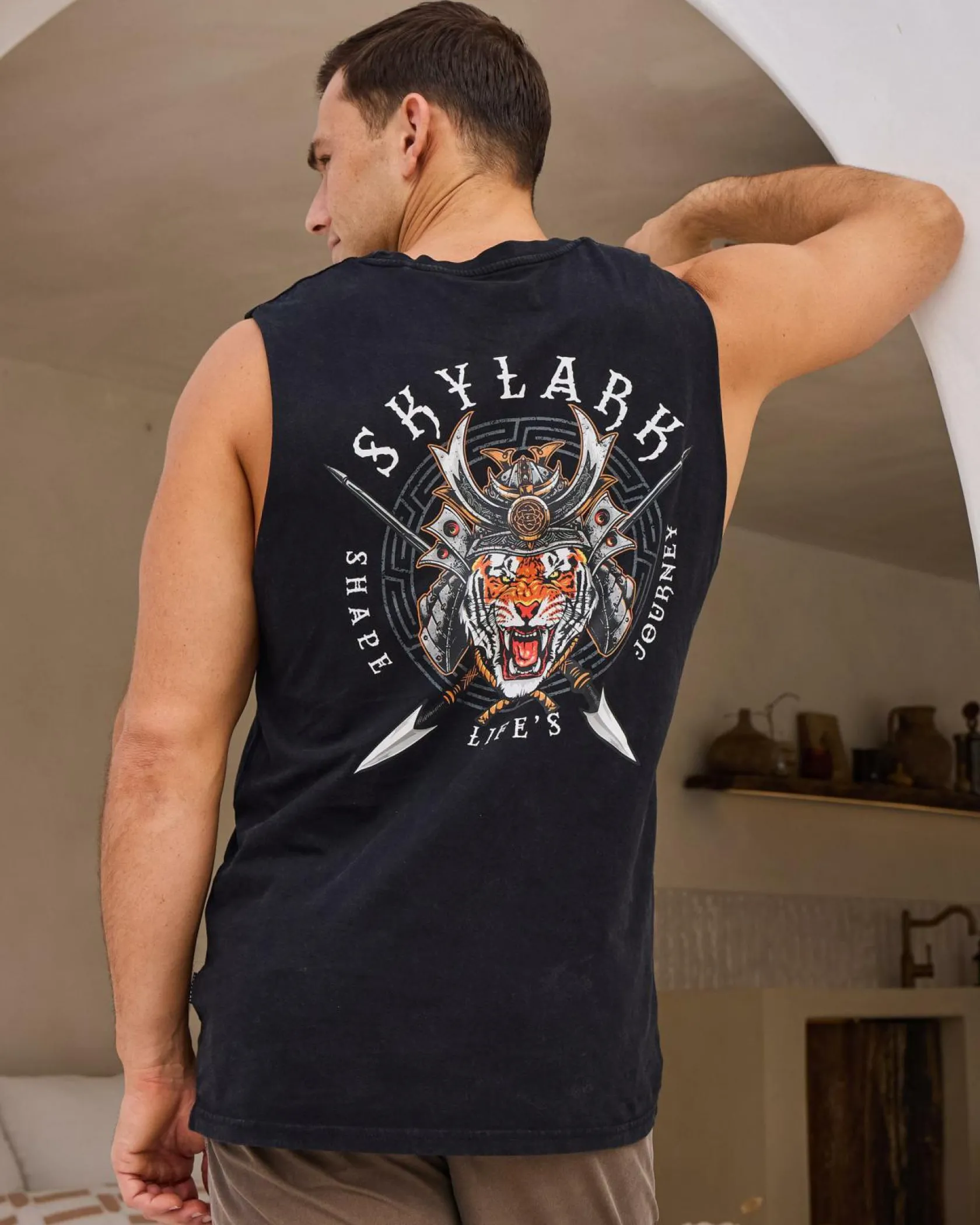 Skylark Samurai Muscle Tank Black Acid New