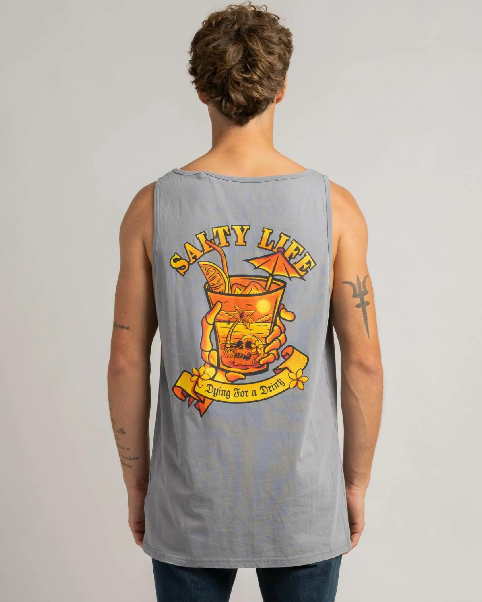 Salty Life Sapore Singlet Lt Grey Acid Sale
