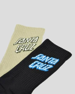 Santa Cruz SC Stack Crew Socks 2 Pack Light Khaki/ Black Best