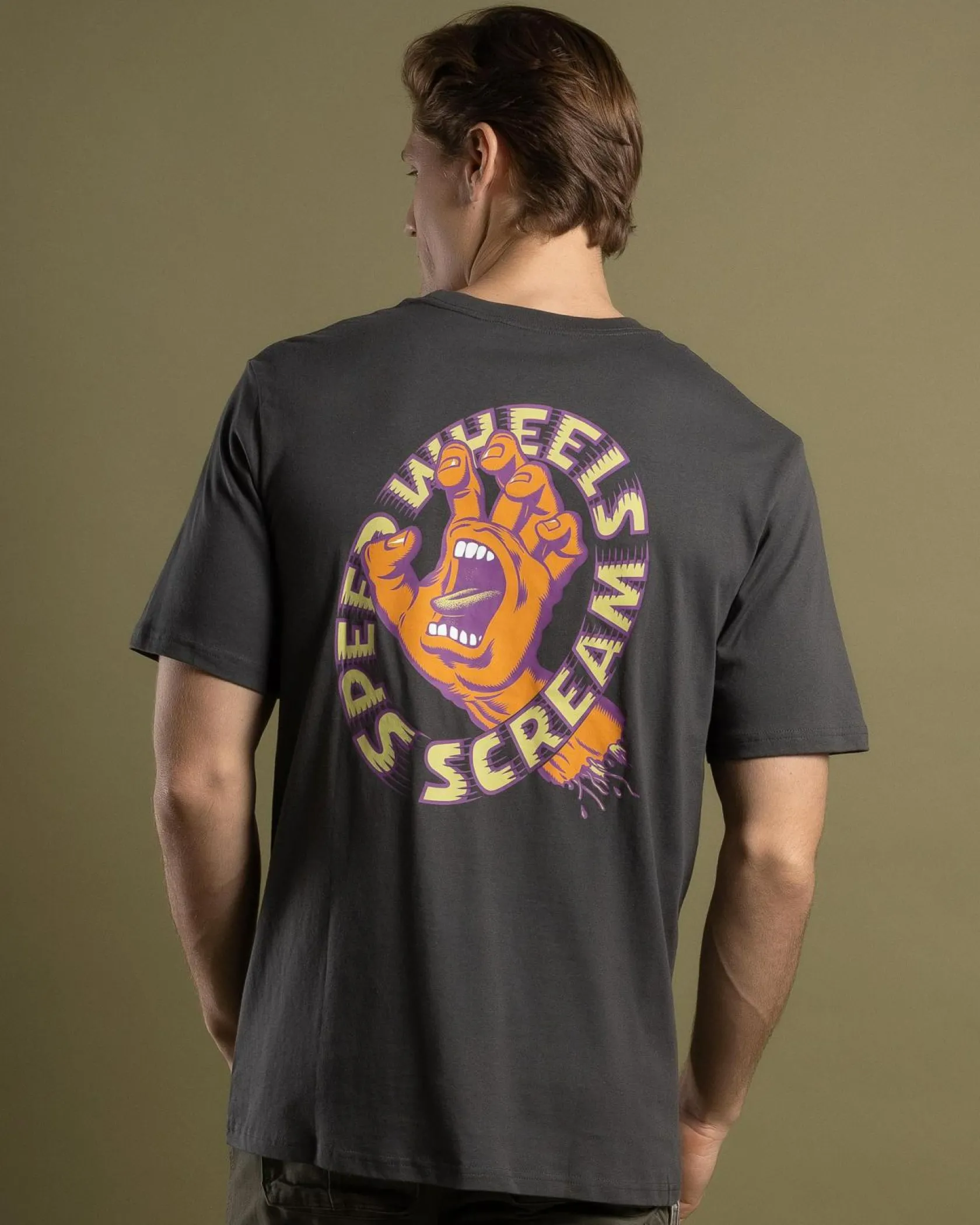 Santa Cruz Screaming Hand Scream Strip Front T-Shirt Washed Black Clearance