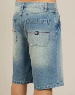 Billabong Script Smoko Denim Shorts Sun Faded Indigo Clearance