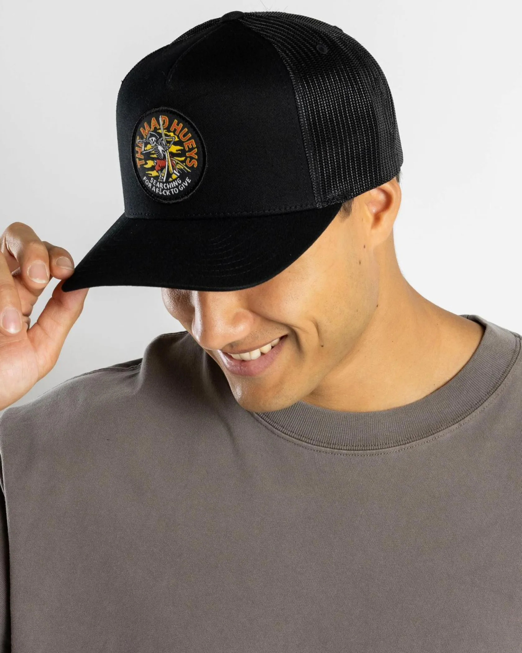 The Mad Hueys Searching For Some FKs Twill Trucker Cap Black New