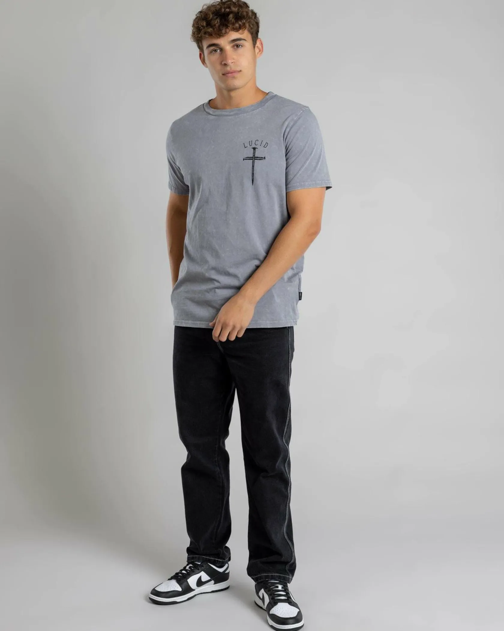 Lucid Sense T-Shirt Light Grey Wash Outlet