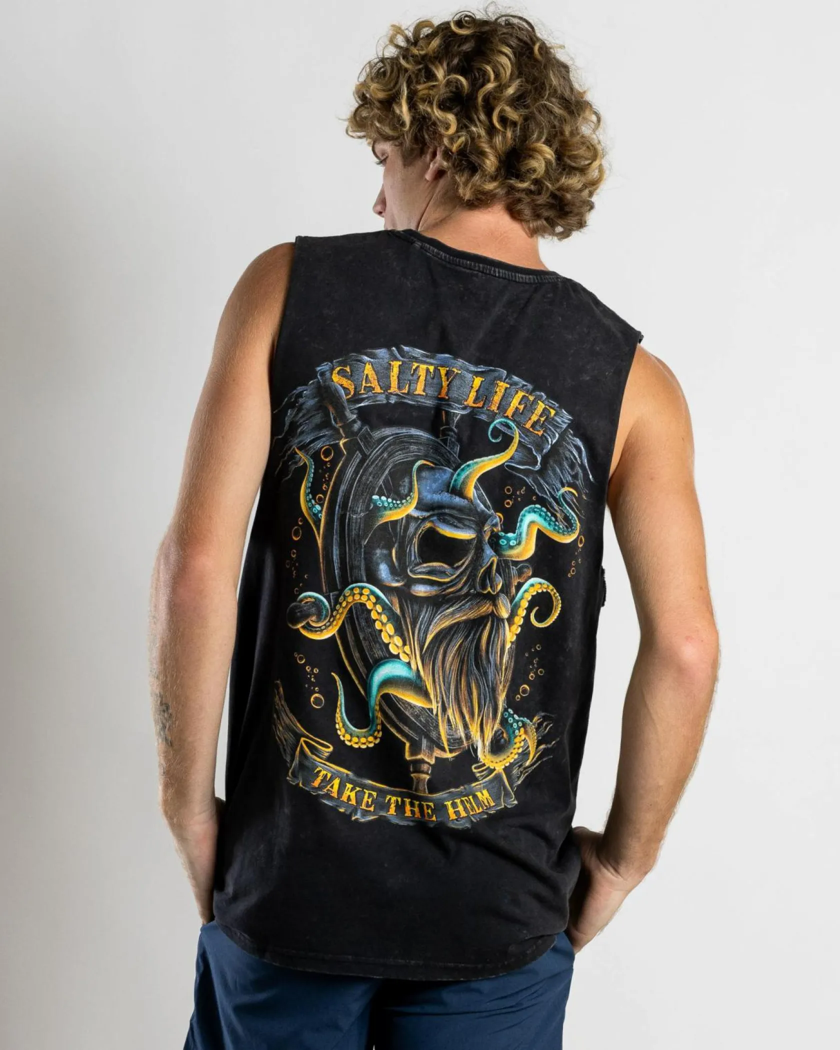 Salty Life Servitude Muscle Tank Black Acid Discount