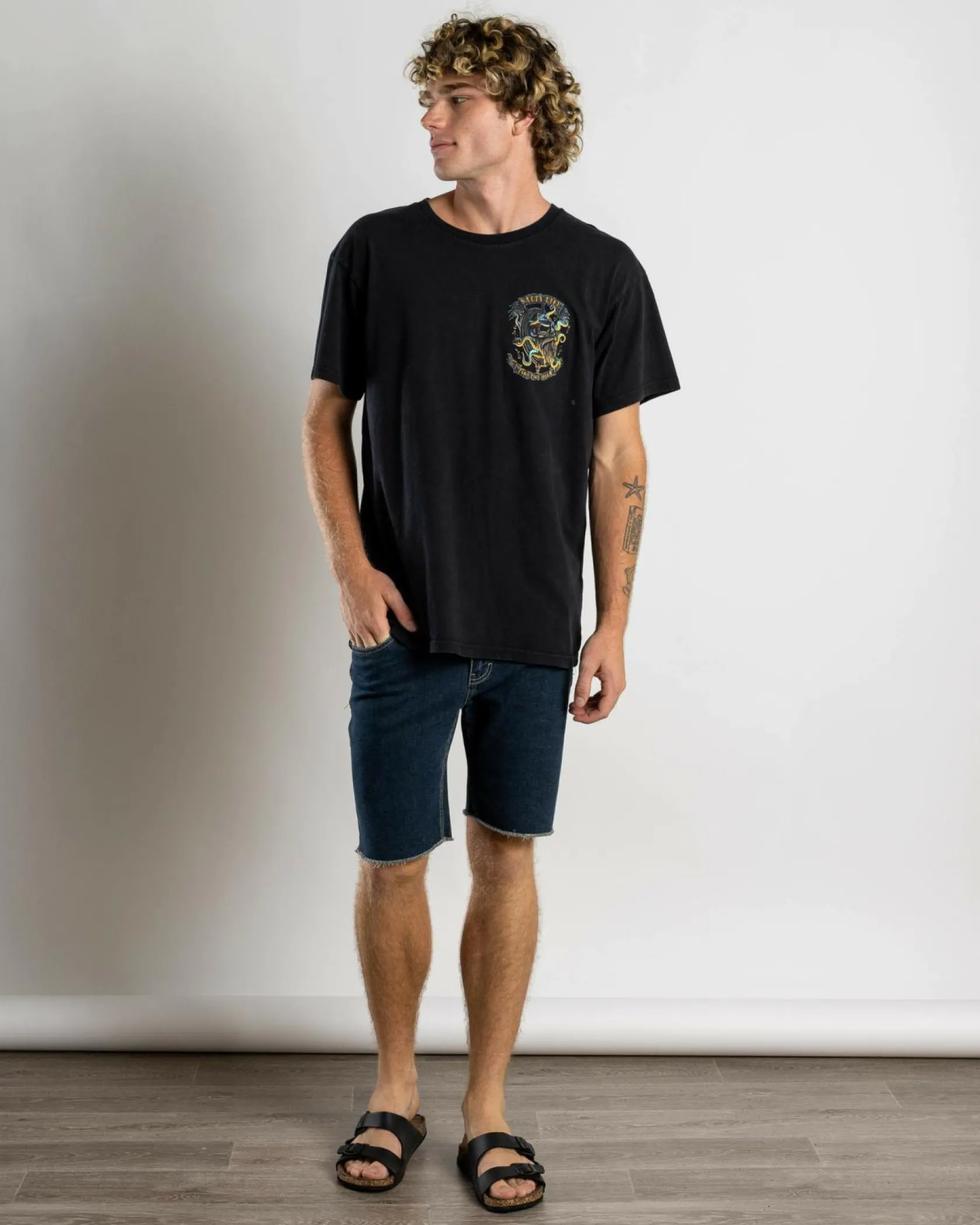 Salty Life Servitude T-Shirt Black Acid Clearance