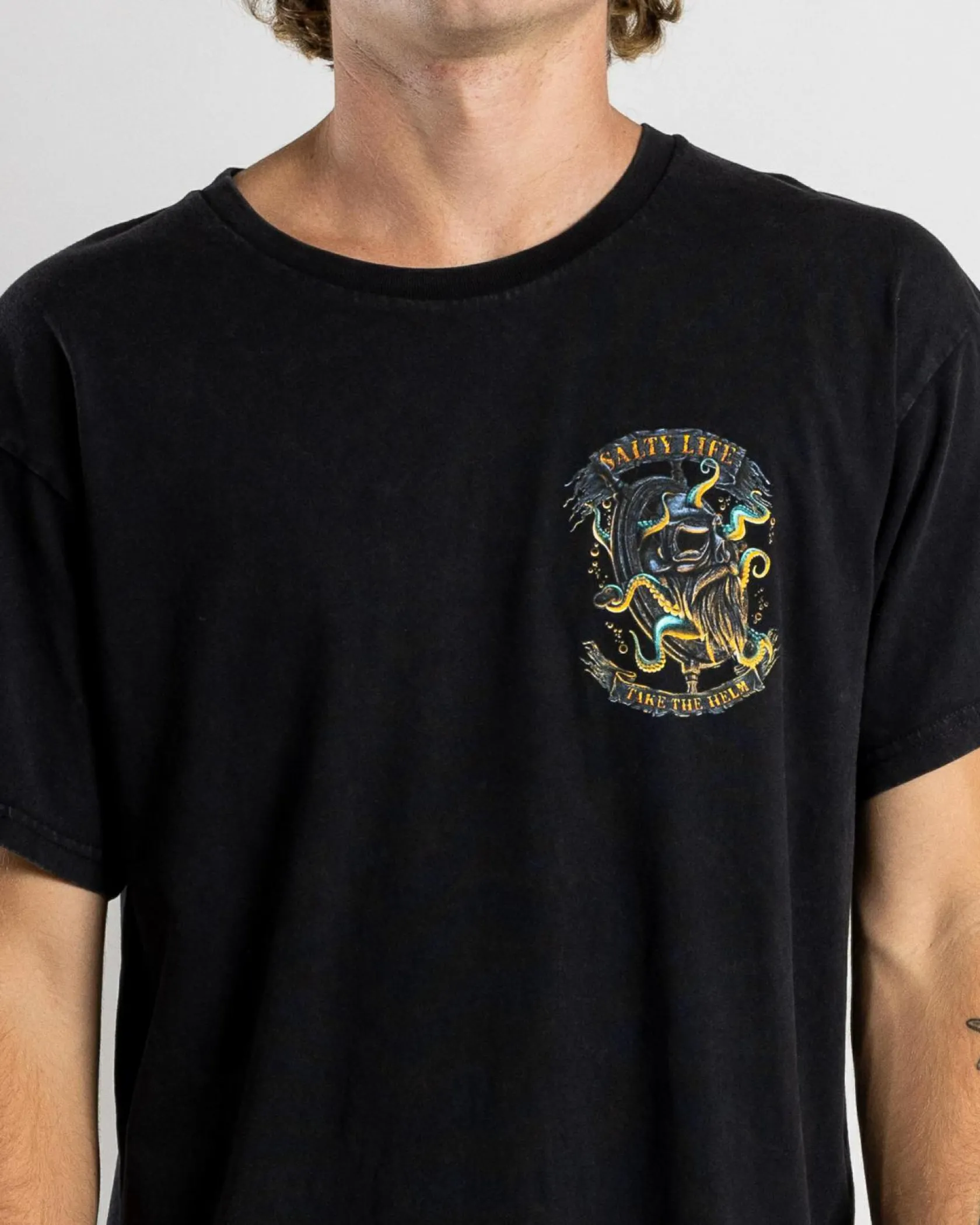 Salty Life Servitude T-Shirt Black Acid Clearance