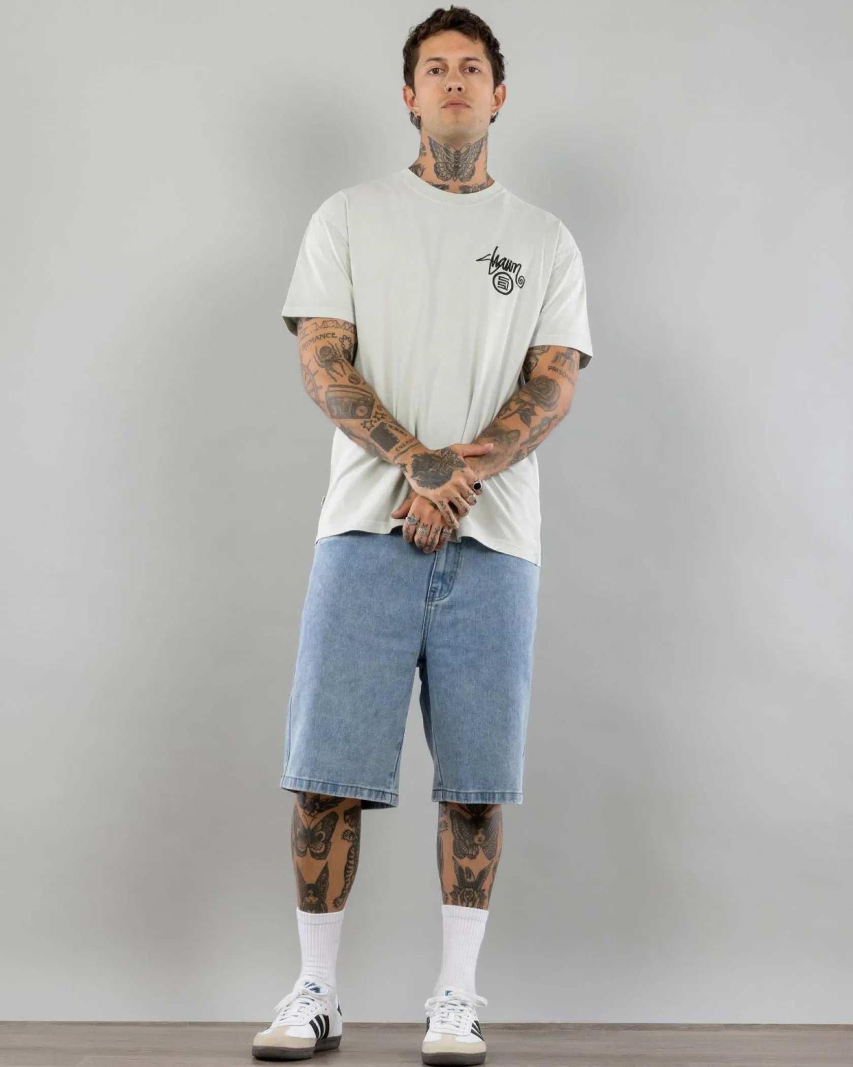 S-Double Shawn Dot T-Shirt Washed Grey Outlet