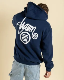 S-Double Shawn Dot Zip Hoodie Washed Navy New