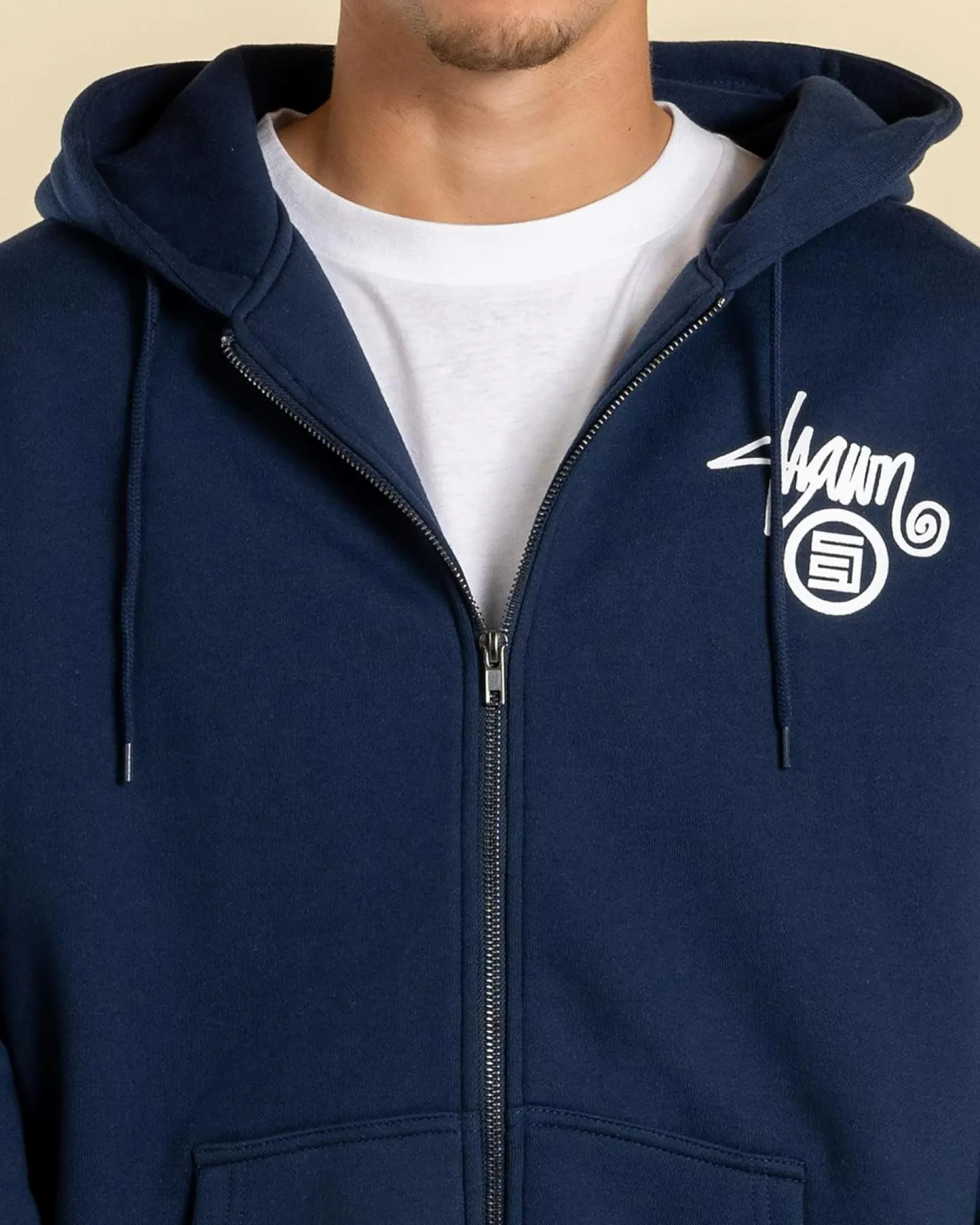 S-Double Shawn Dot Zip Hoodie Washed Navy New