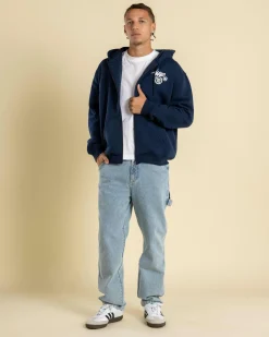 S-Double Shawn Dot Zip Hoodie Washed Navy New