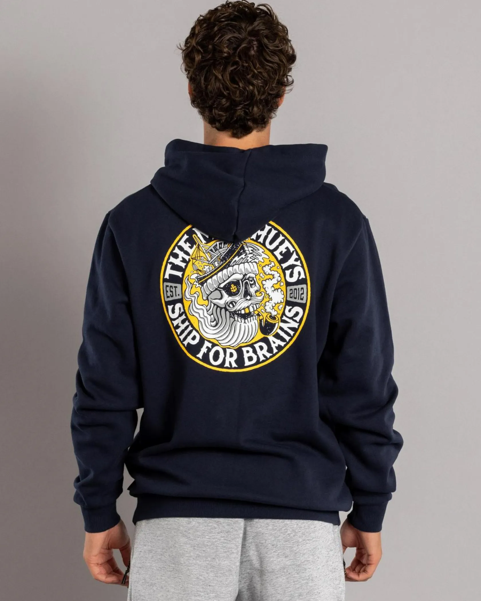The Mad Hueys Ship For Brains Hoodie Navy New