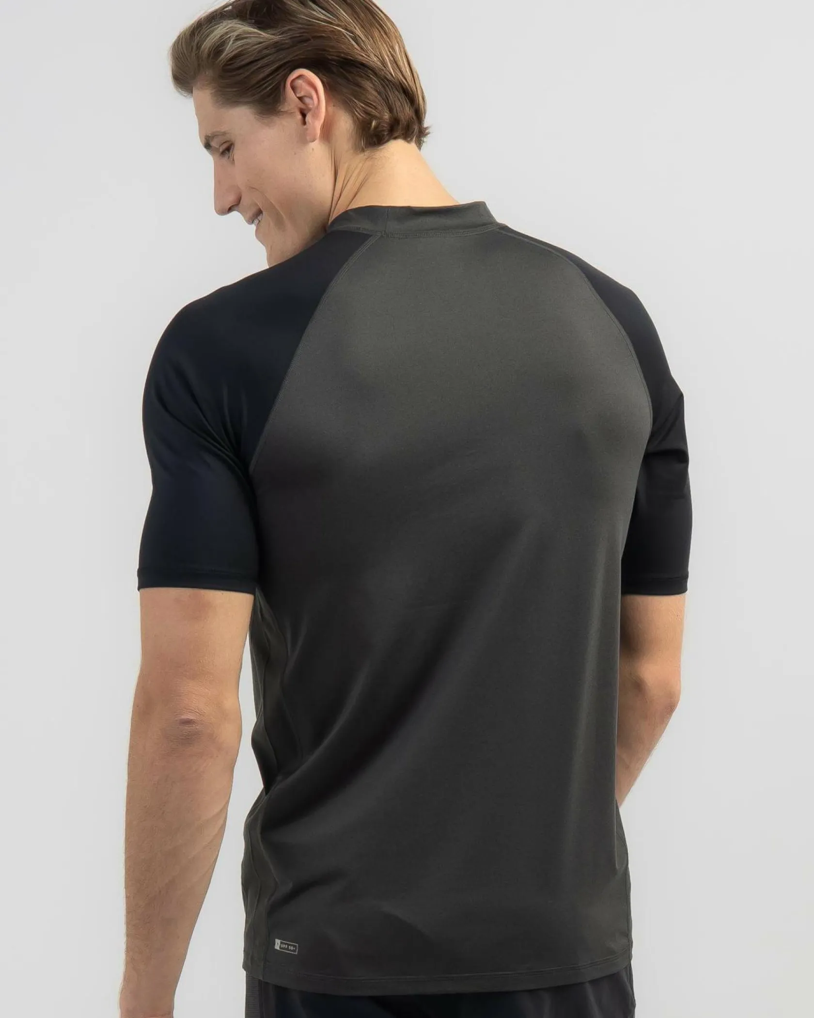 Rip Curl Shock UPF Short Sleeve Rash Vest Black Marle