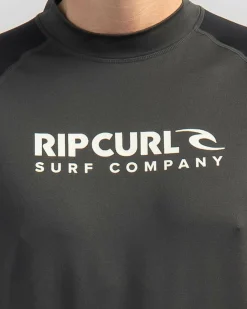 Rip Curl Shock UPF Short Sleeve Rash Vest Black Marle