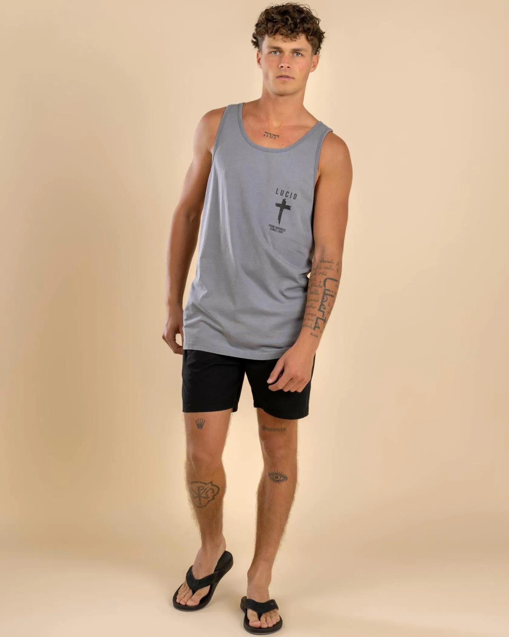 Lucid Shrine Singlet Lt Grey Acid New