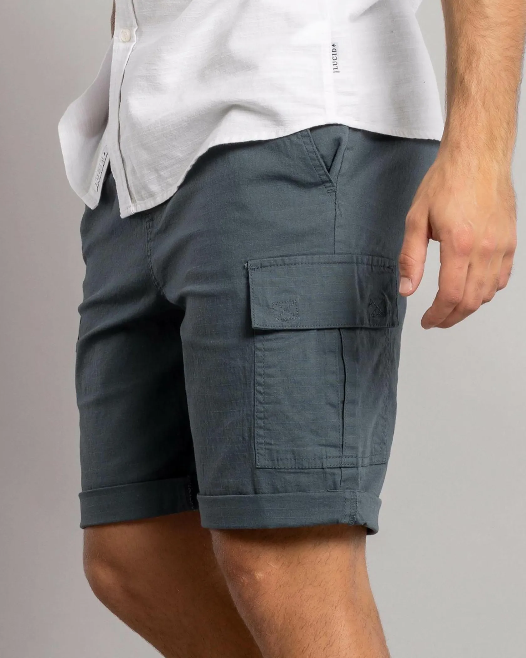 Lucid Shroud Elastic Waist Shorts Slate Blue New