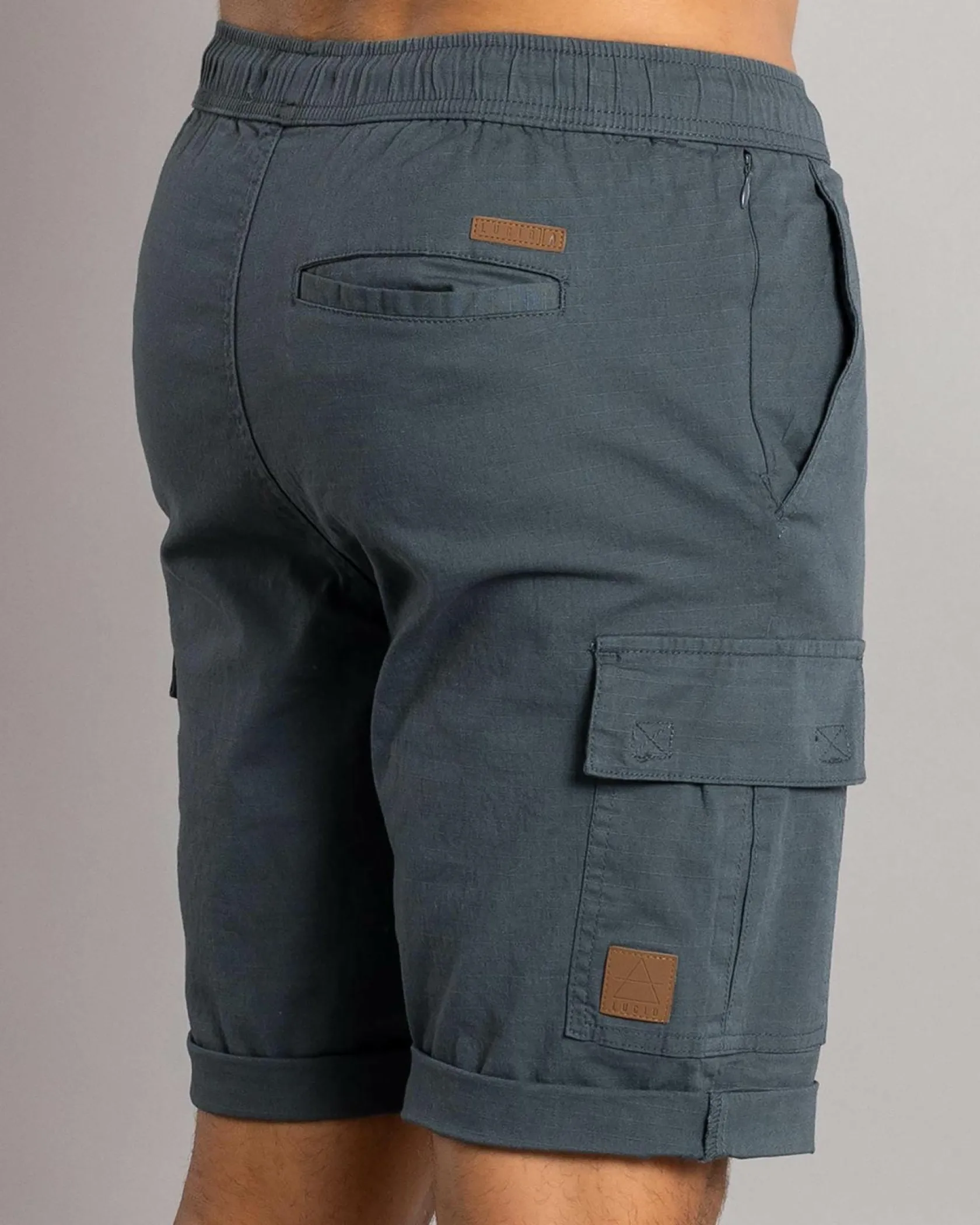 Lucid Shroud Elastic Waist Shorts Slate Blue New