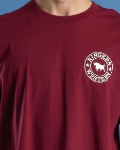 Ringers Western Signature Bull Relaxed T-Shirt Burgundy/white Online