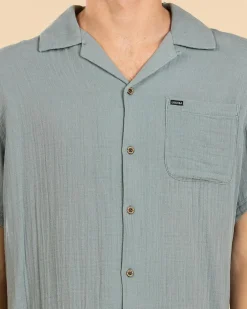 Lucid Simple Short Sleeve Shirt Sea Green Wash