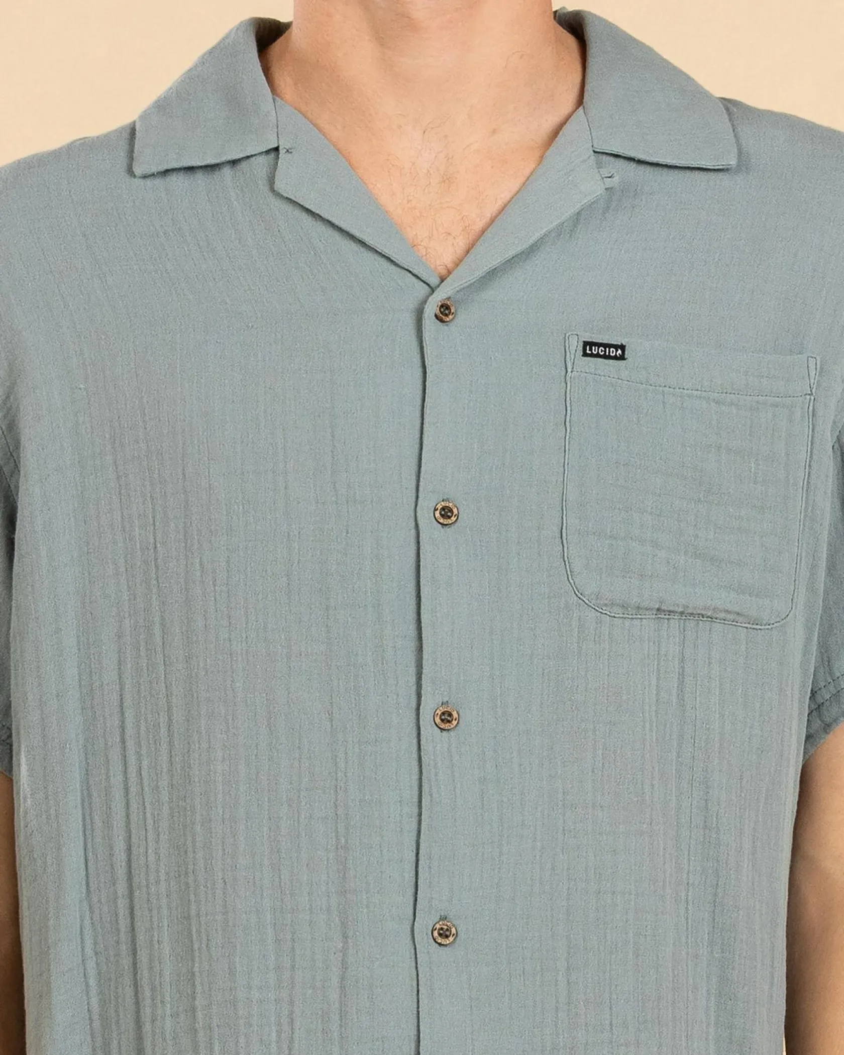 Lucid Simple Short Sleeve Shirt Sea Green Wash