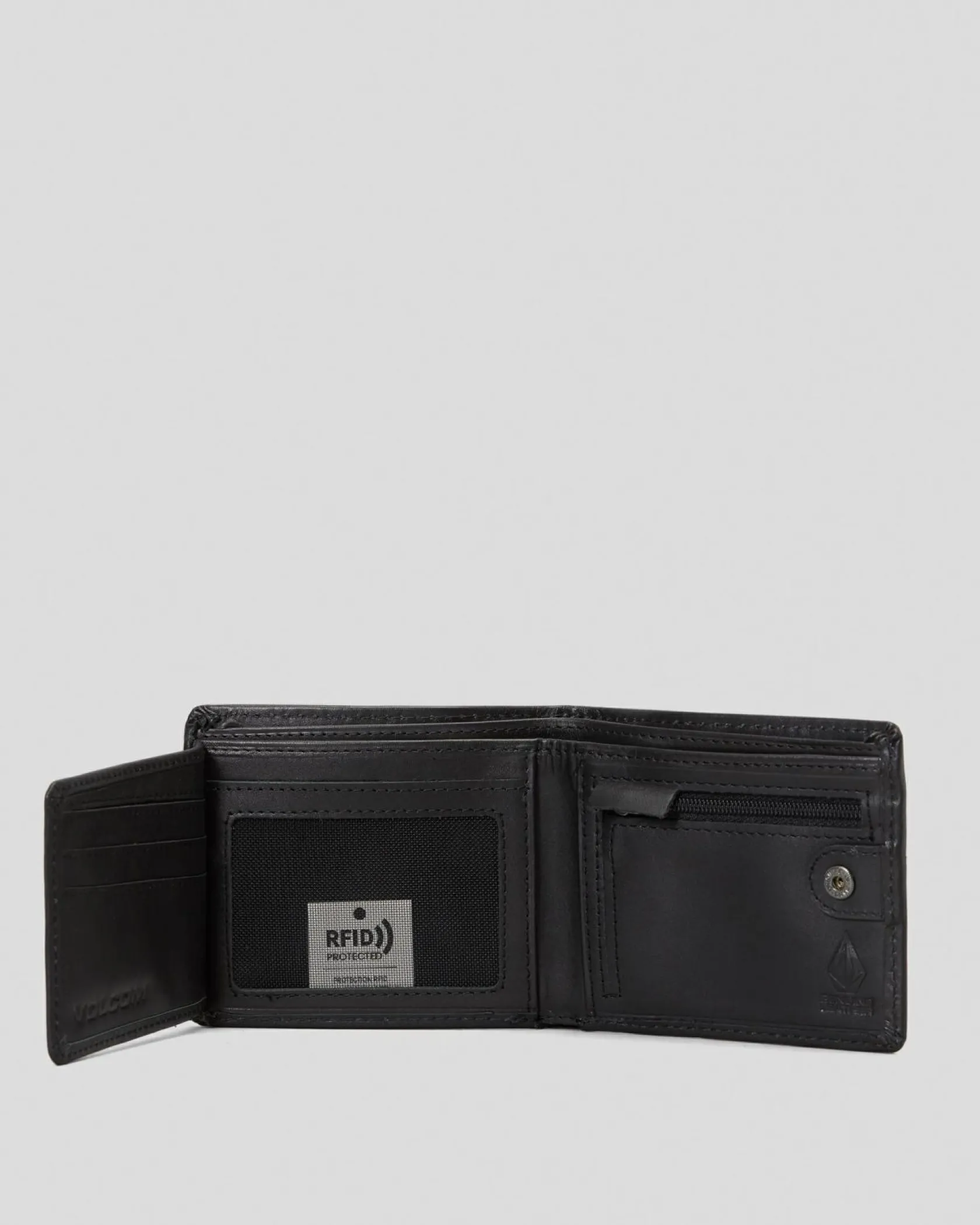Volcom Single Stone Leather Wallet Black Hot