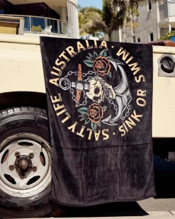 Salty Life Sink Or Swim Beach Towel Black Sale