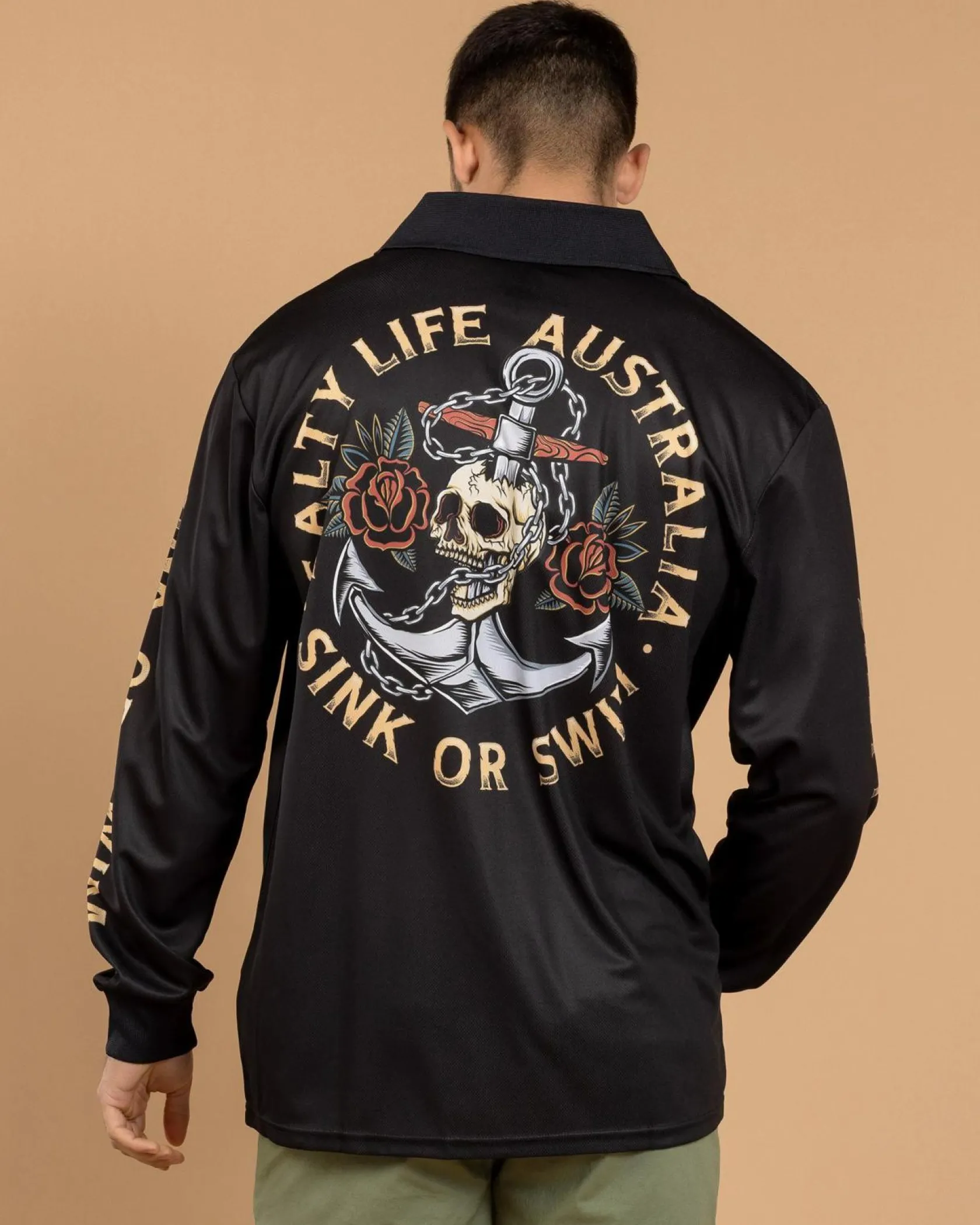 Salty Life Sink or Swim Fishing Shirt Charcoal Best