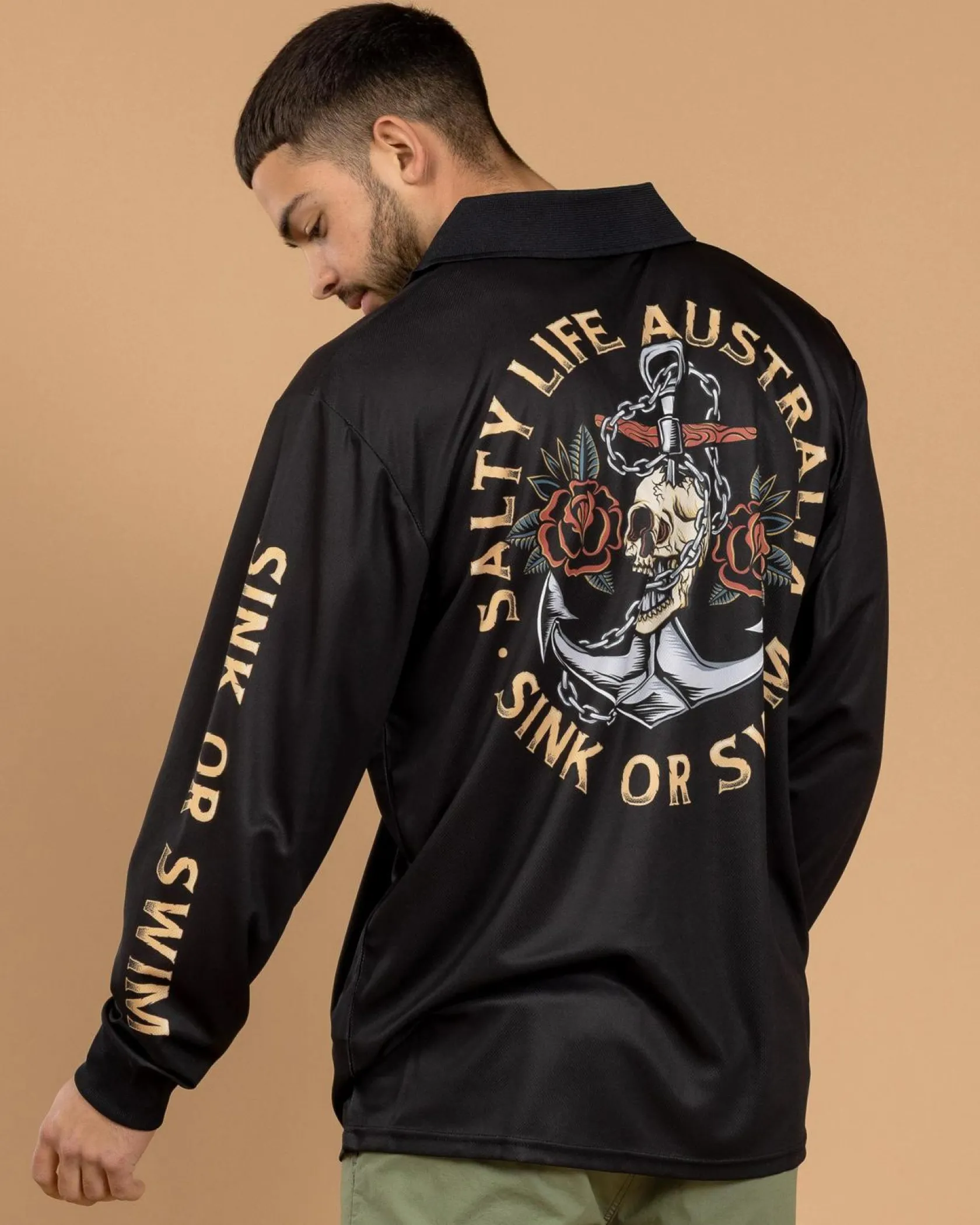 Salty Life Sink or Swim Fishing Shirt Charcoal Best