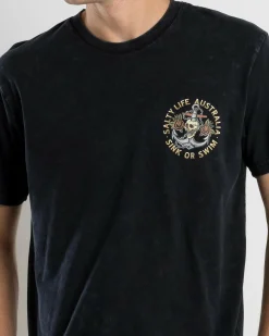 Salty Life Sink or Swim T-Shirt Navy Acid Hot