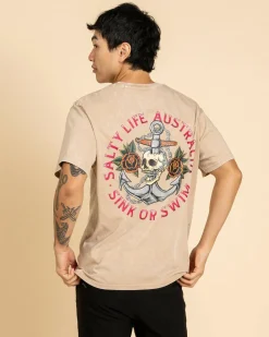 Salty Life Sink or Swim T-Shirt Sand Acid New