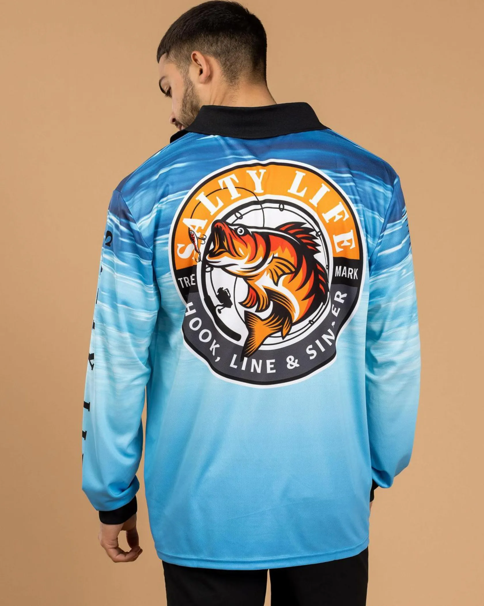 Salty Life Sinker Fishing Shirt Blue New