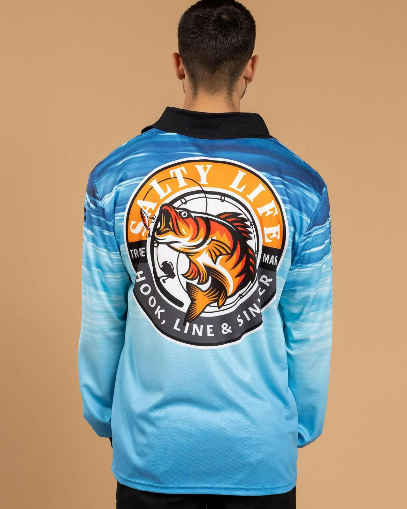 Salty Life Sinker Fishing Shirt Blue New