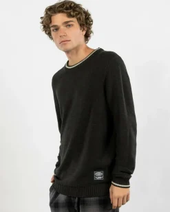 Rusty Skyliner Tipped Crew Knit Jumper Green Gables Discount