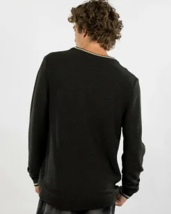 Rusty Skyliner Tipped Crew Knit Jumper Green Gables Discount