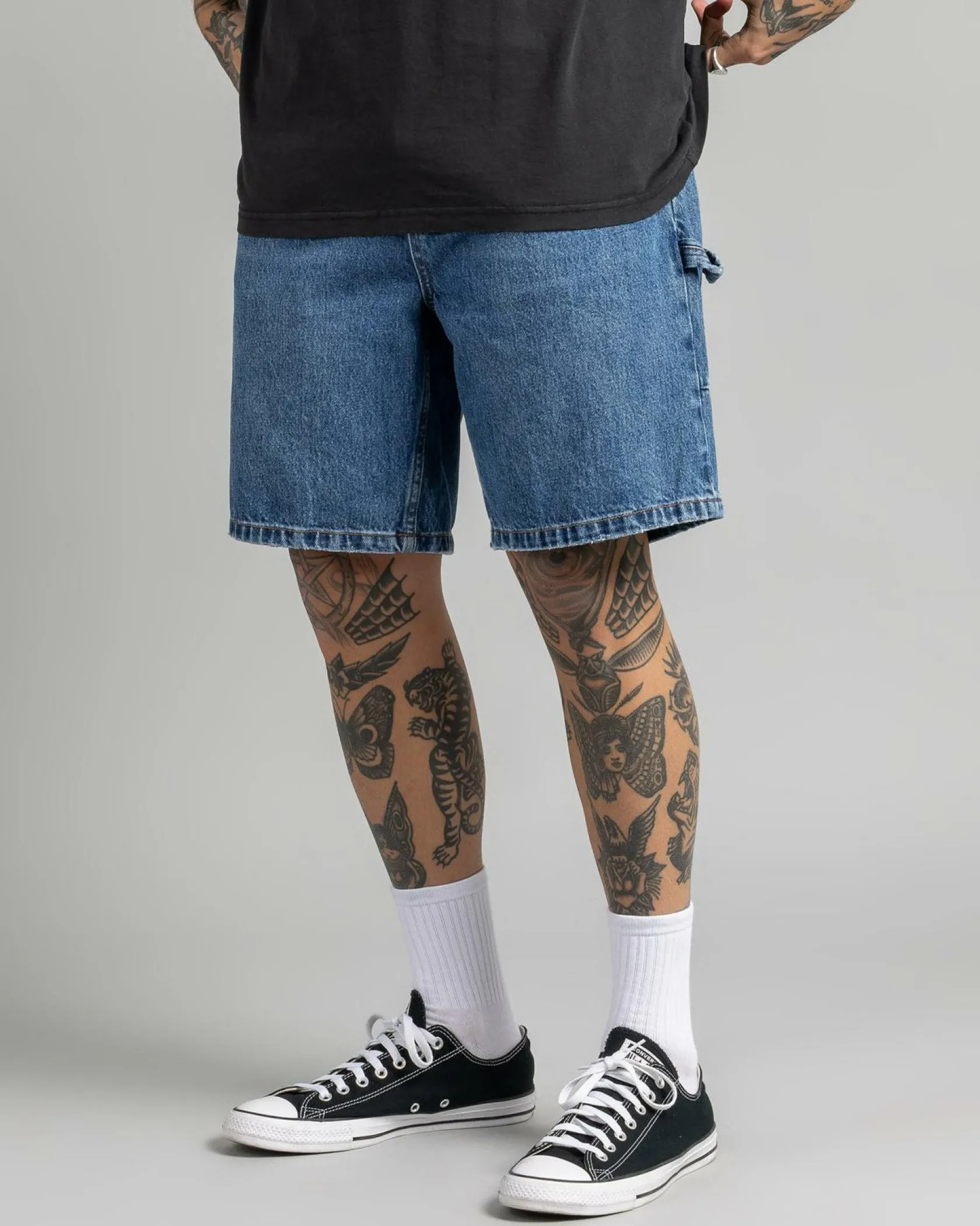 Thrills Slacker Denim Shorts Stoned Blues Sale