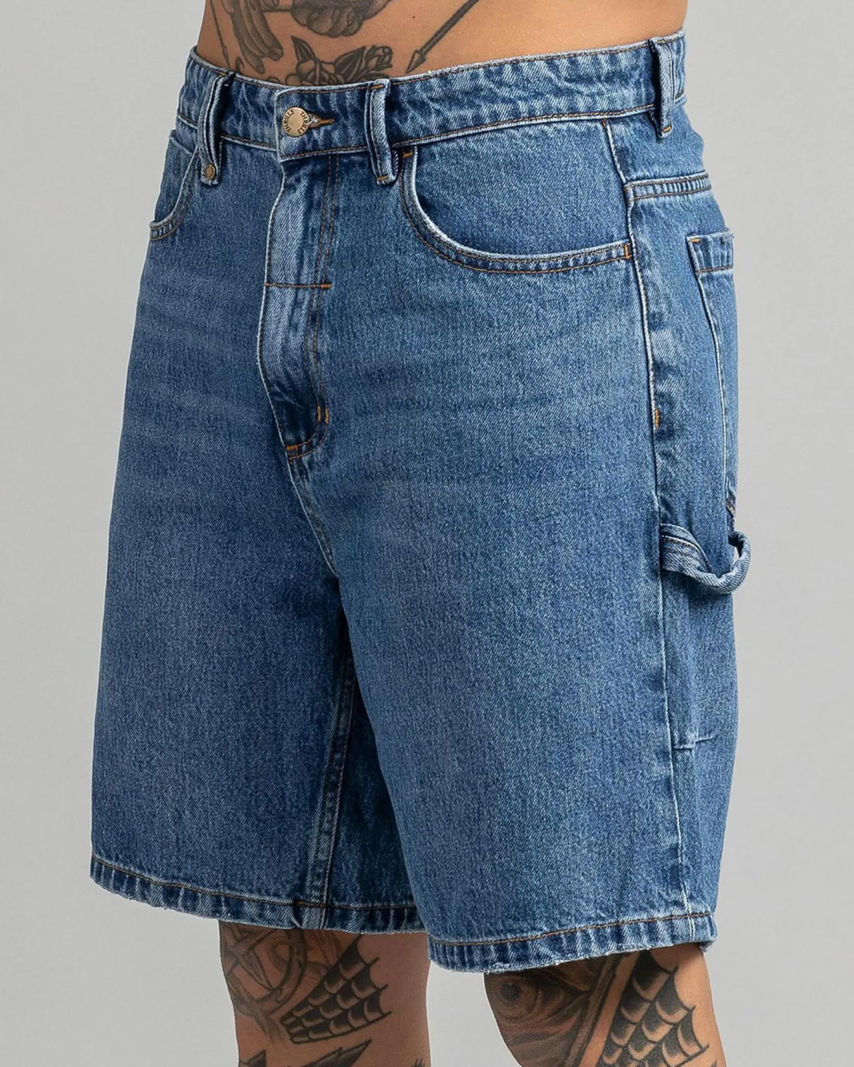 Thrills Slacker Denim Shorts Stoned Blues Sale