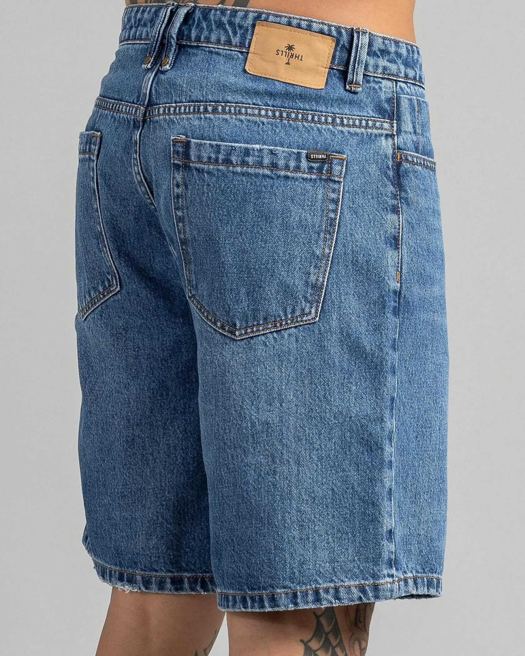 Thrills Slacker Denim Shorts Stoned Blues Sale