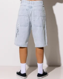 Rusty Slappa Denim Shorts Sky Blue Heather New