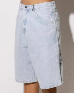 Rusty Slappa Denim Shorts Sky Blue Heather New