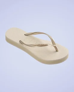 Havaianas Slim Flatform Thongs Beige Clearance