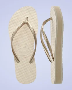 Havaianas Slim Flatform Thongs Beige Clearance