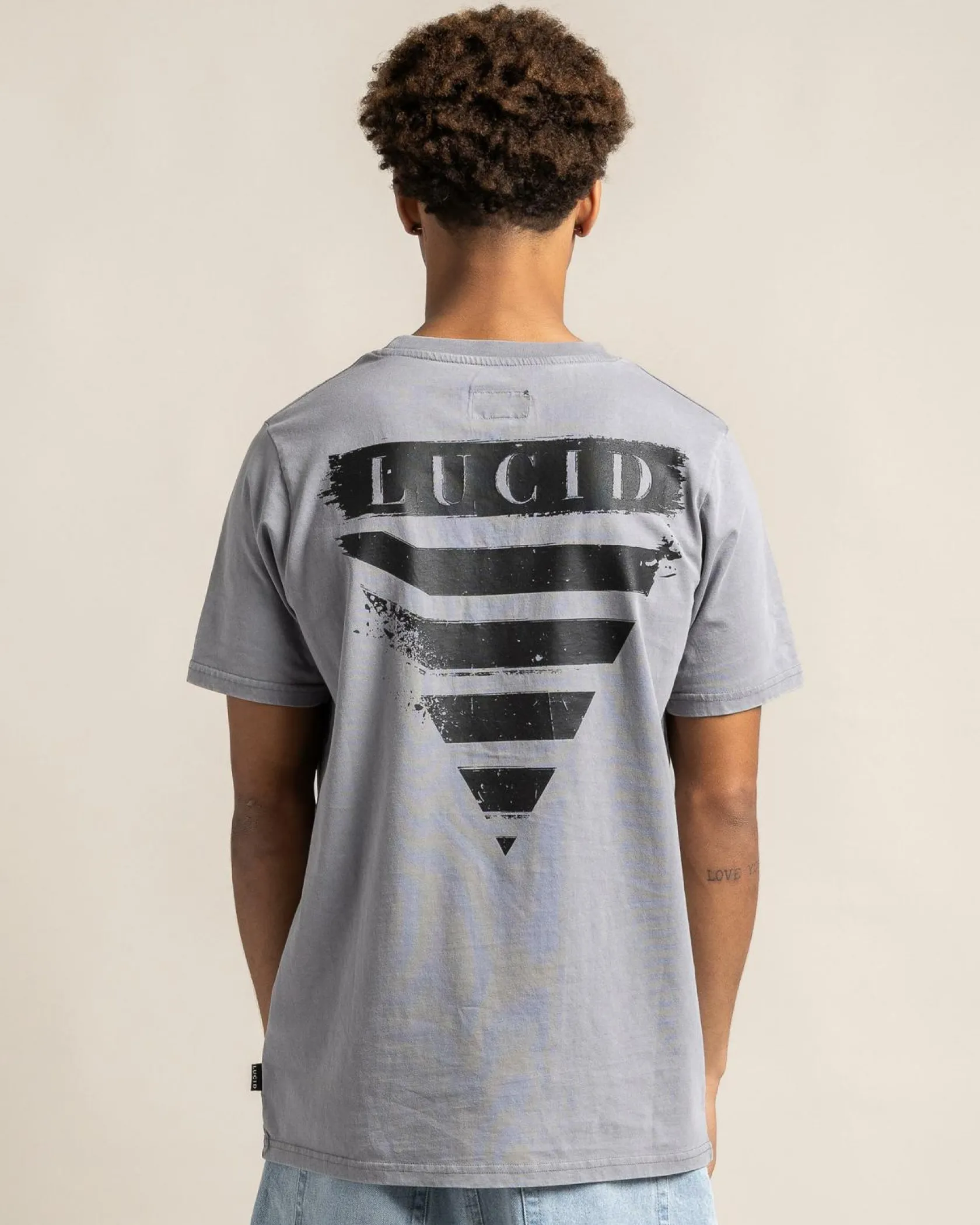 Lucid Smeared T-Shirt Lt Grey Acid Hot