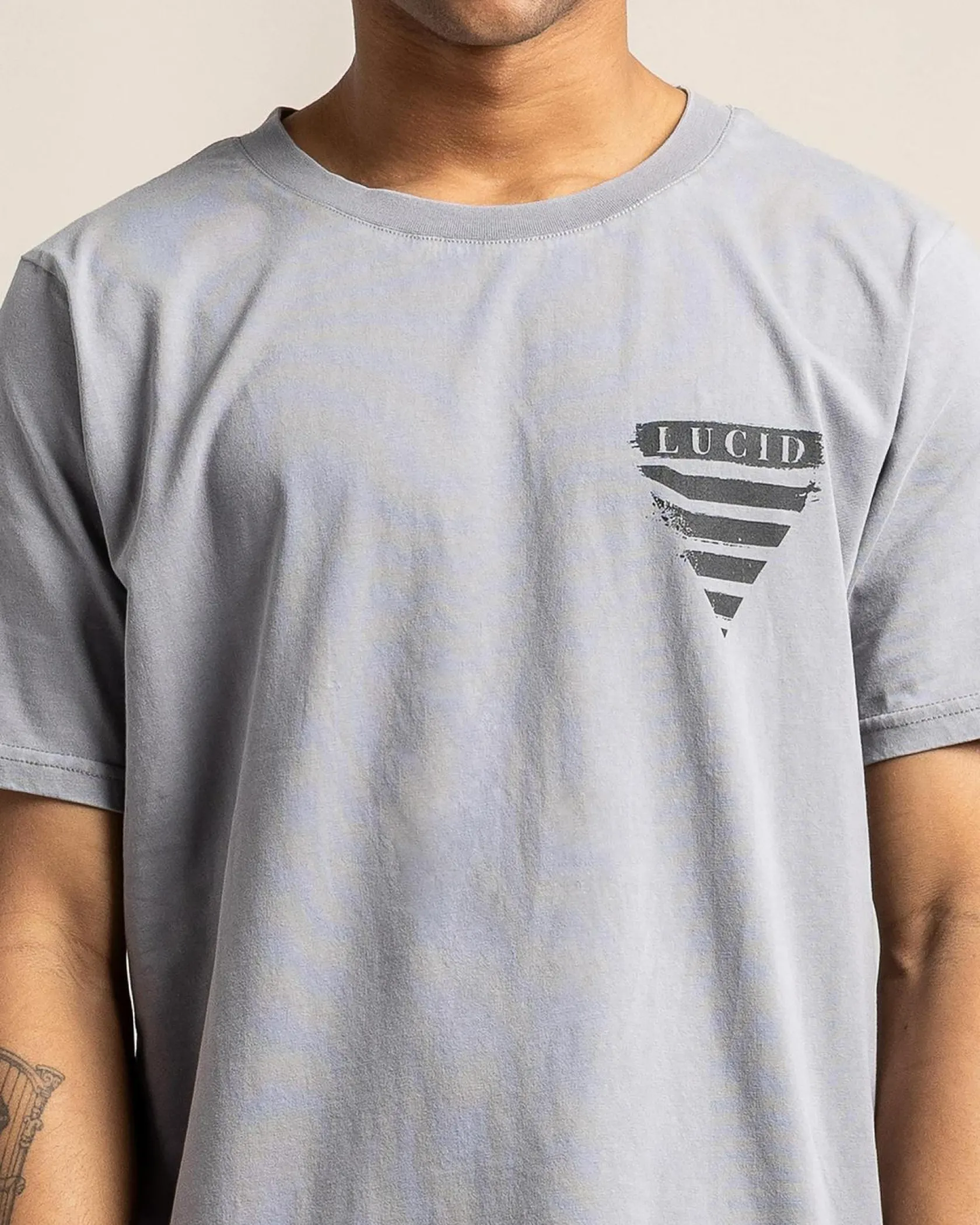 Lucid Smeared T-Shirt Lt Grey Acid Hot