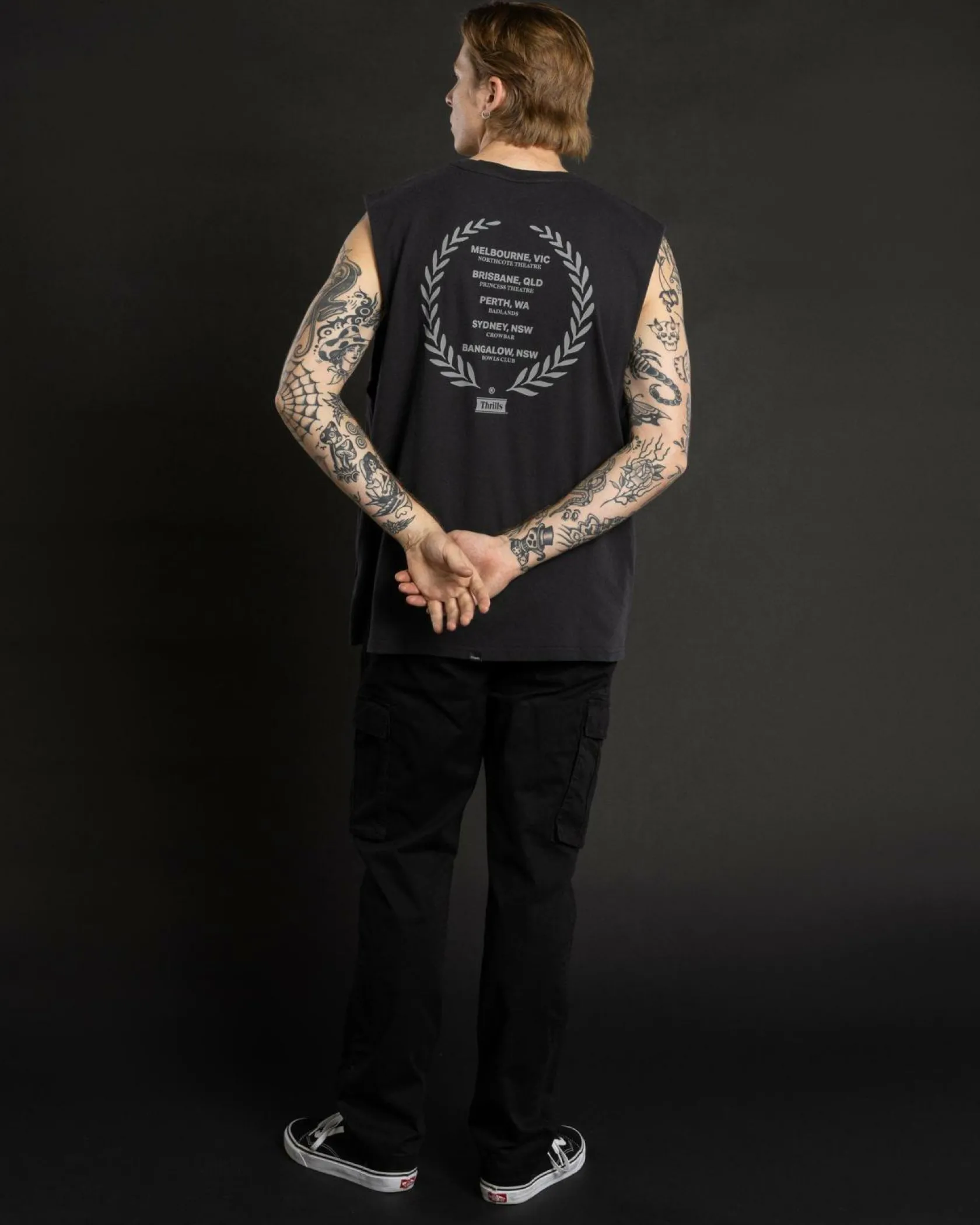 Thrills Speed Tour Merch Fit Muscle Tank Washed Black Hot