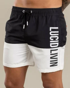 Lucid Split Elastic Waist Shorts Black New