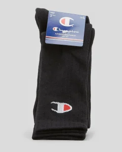 Champion Sport C Logo Crew Socks 3 Pack Black Best